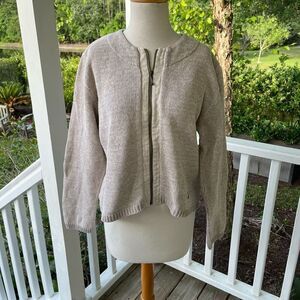 Blue Willi's Collarless Zip-Front Cardigan | Women's Size Small